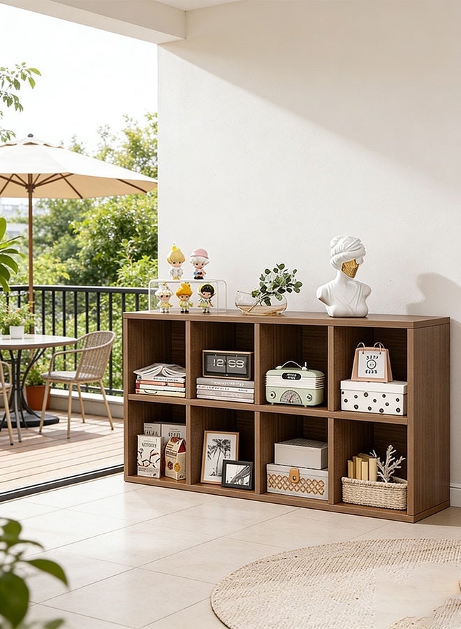 كوزينيست خزانة كتب وأرفف أرضية بثمانية أقسام، خزانة كتب للأطفال بجانب الحائط، منظم بسيط لركن القراءة في غرفة المعيشة، لون الجوز الغامق - Image 2